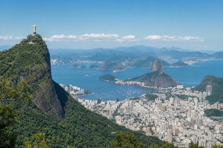 Panoramic view of Rio de Janeiro and Christ the Redeemer