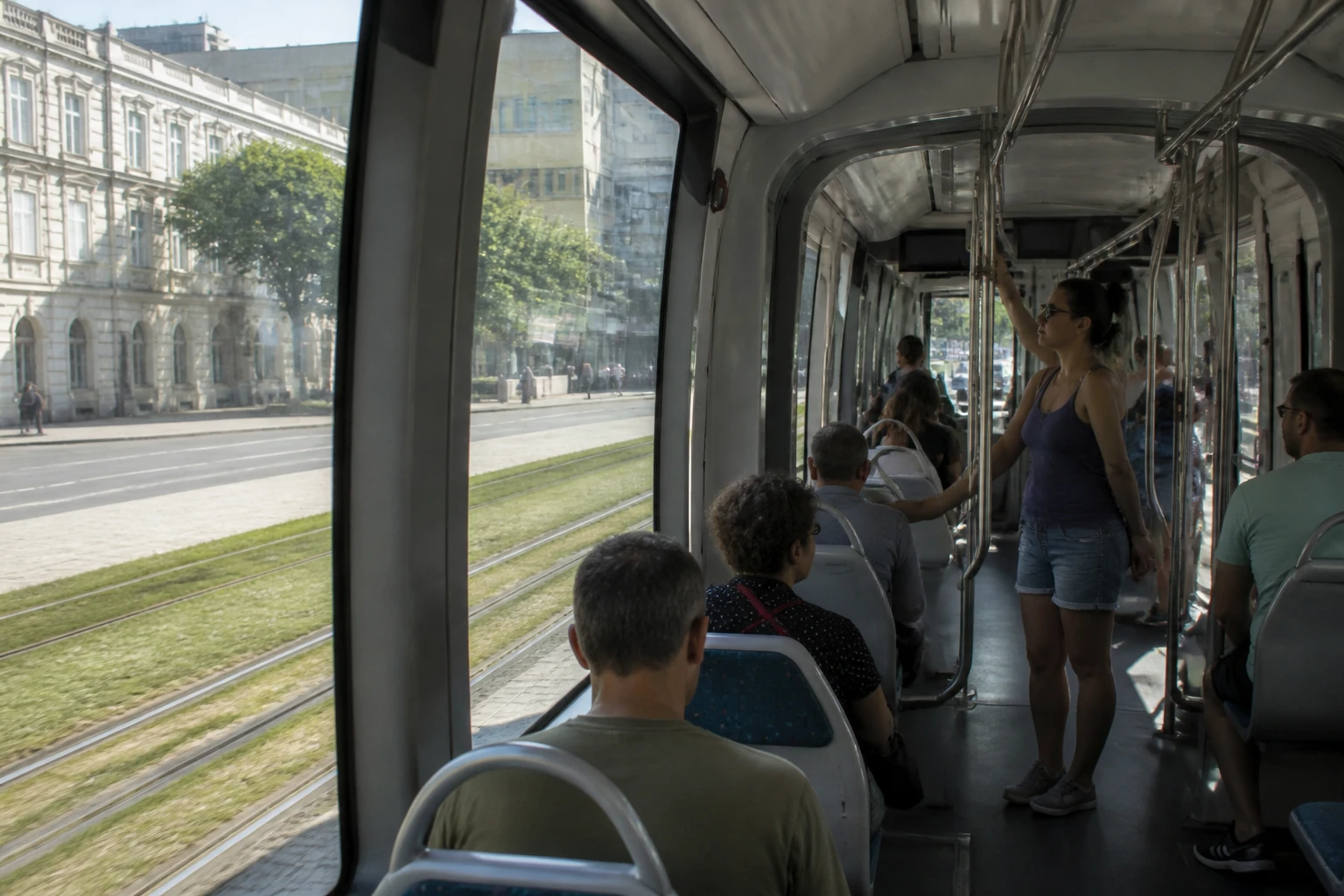Travelers using public transportation in Rio de Janeiro
