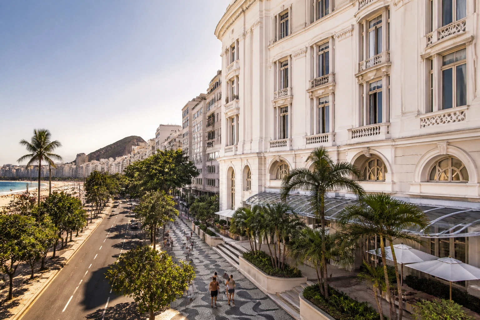 Elegant hotel architecture near Copacabana Beach