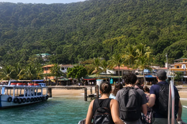 Passenger boats arriving at Vila do Abraão on Ilha Grande
