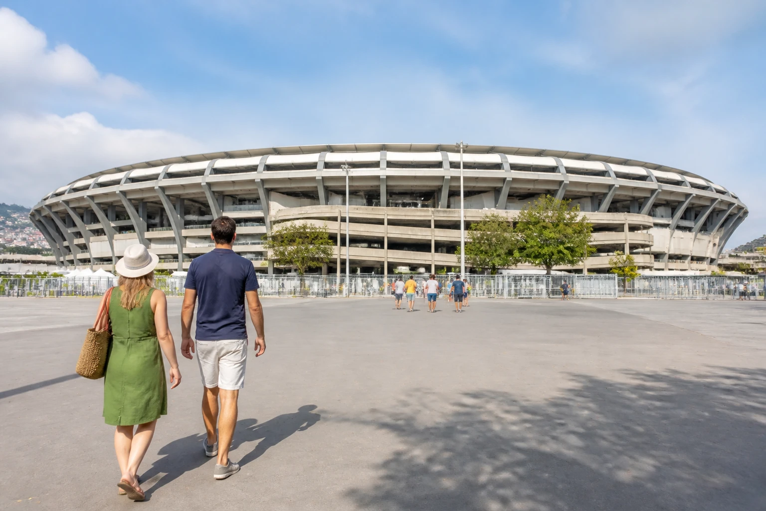 Visitors arriving outside Maracanã Stadium