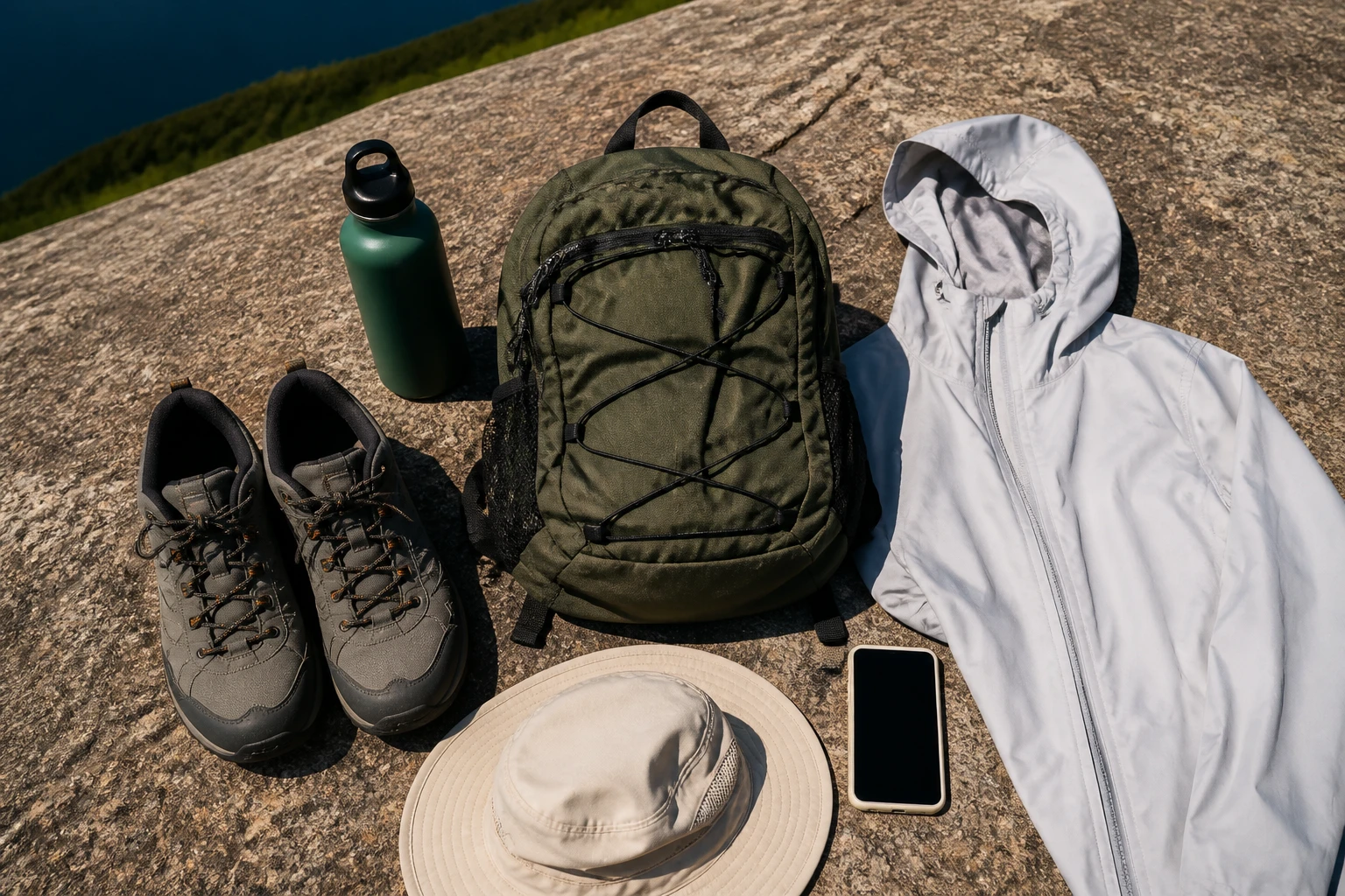 Water, footwear, weather protection, and a small pack for a Pedra Bonita hike