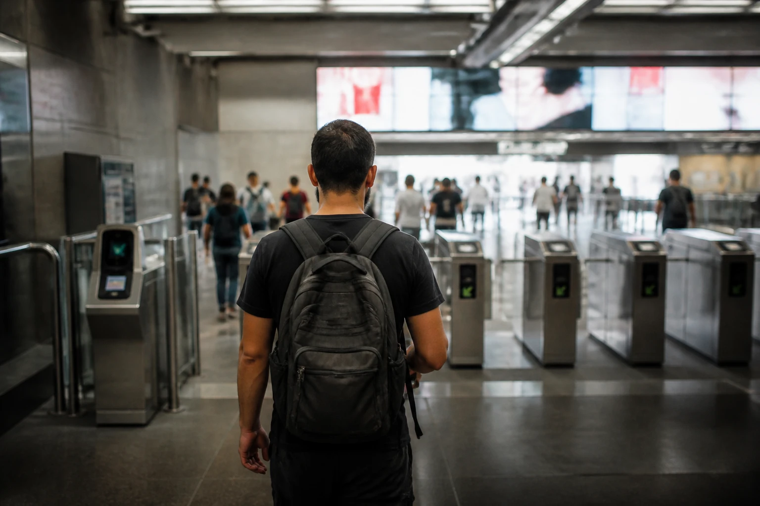 Traveler using the metro during a long stay in Rio de Janeiro