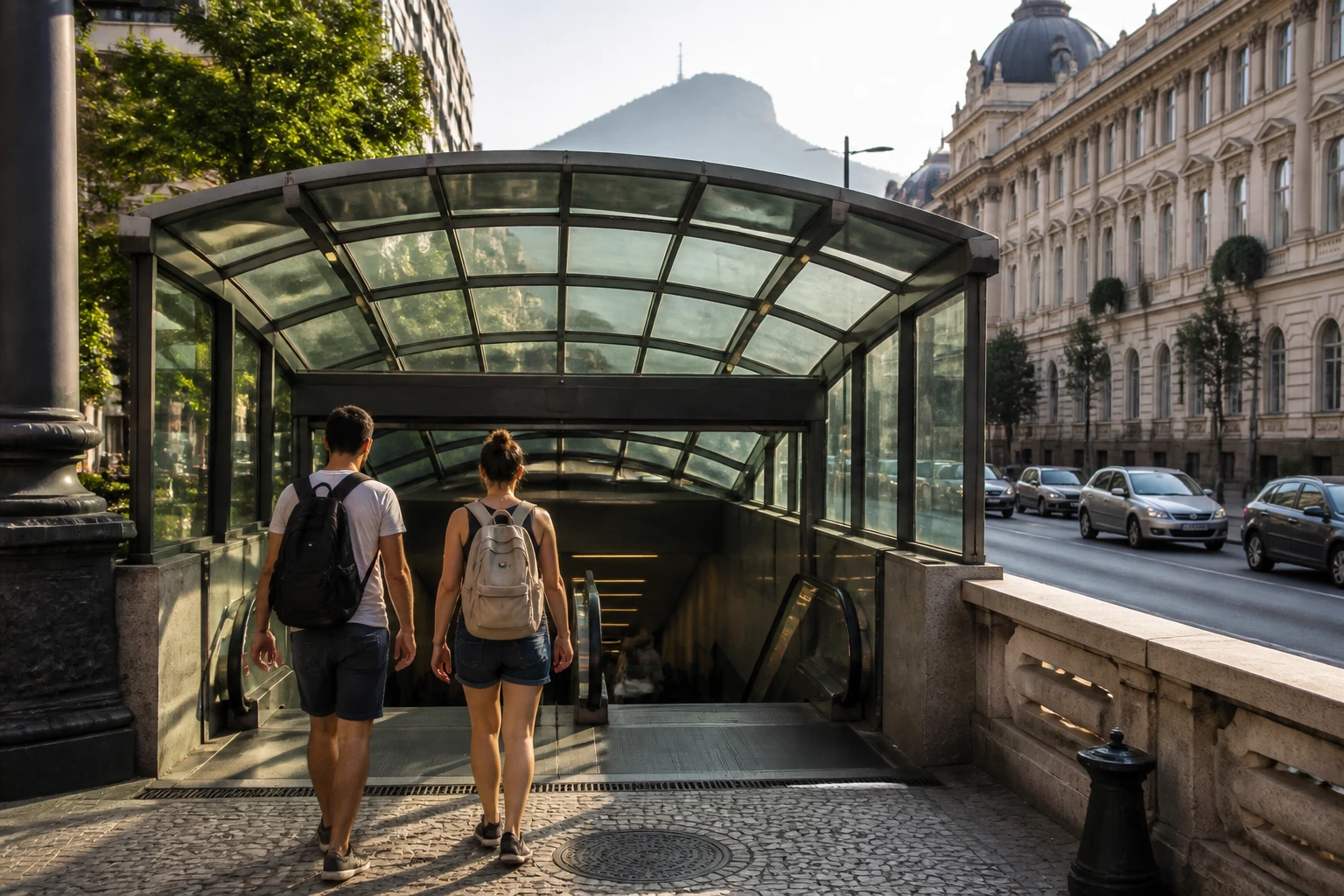 Visitors walking to a Rio de Janeiro metro station