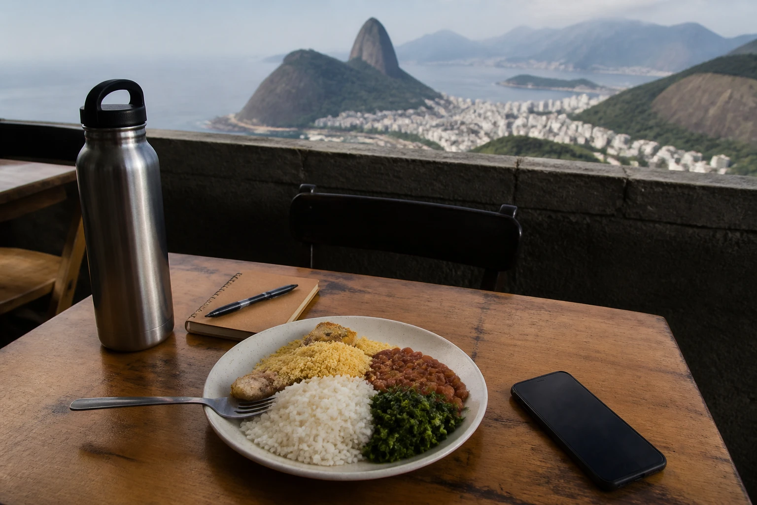 Simple meal and travel budget notebook in Rio de Janeiro