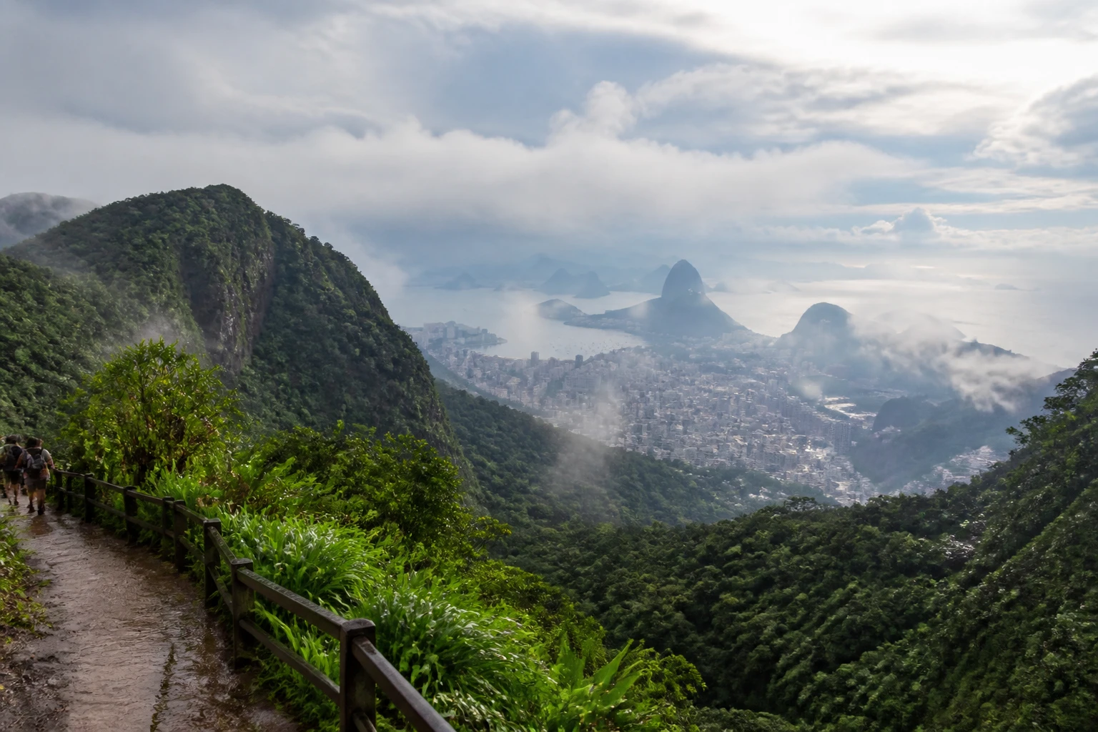 Clouds lifting above a forested Rio de Janeiro viewpoint