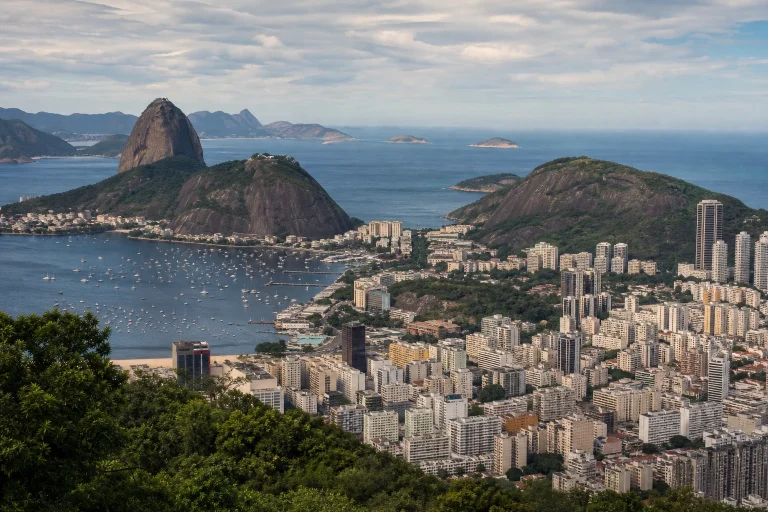 Rio de Janeiro coastline and mountains in soft winter daylight