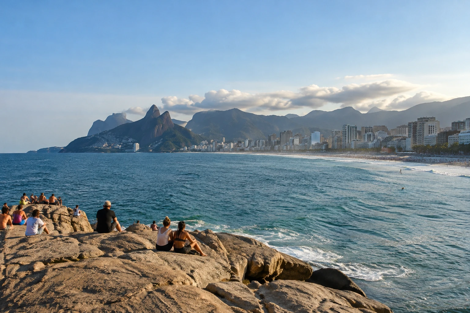Coastal view from Pedra do Arpoador in Rio de Janeiro