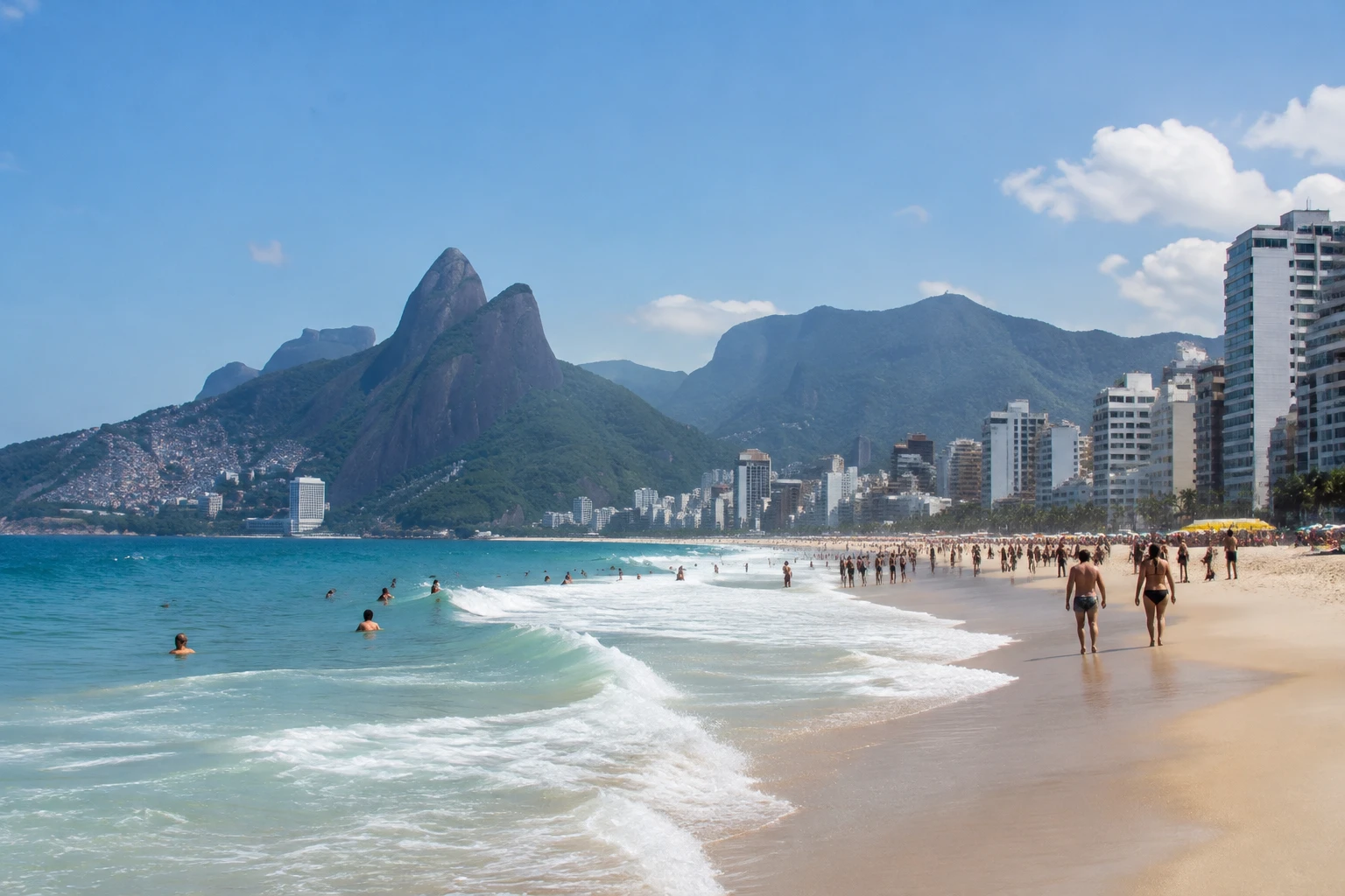 The shoreline at Ipanema Beach in Rio de Janeiro