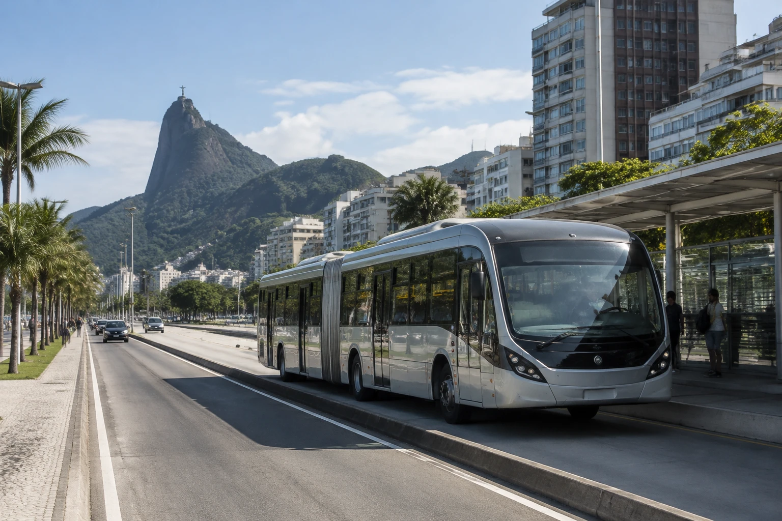 Rio de Janeiro BRT bus in a dedicated corridor