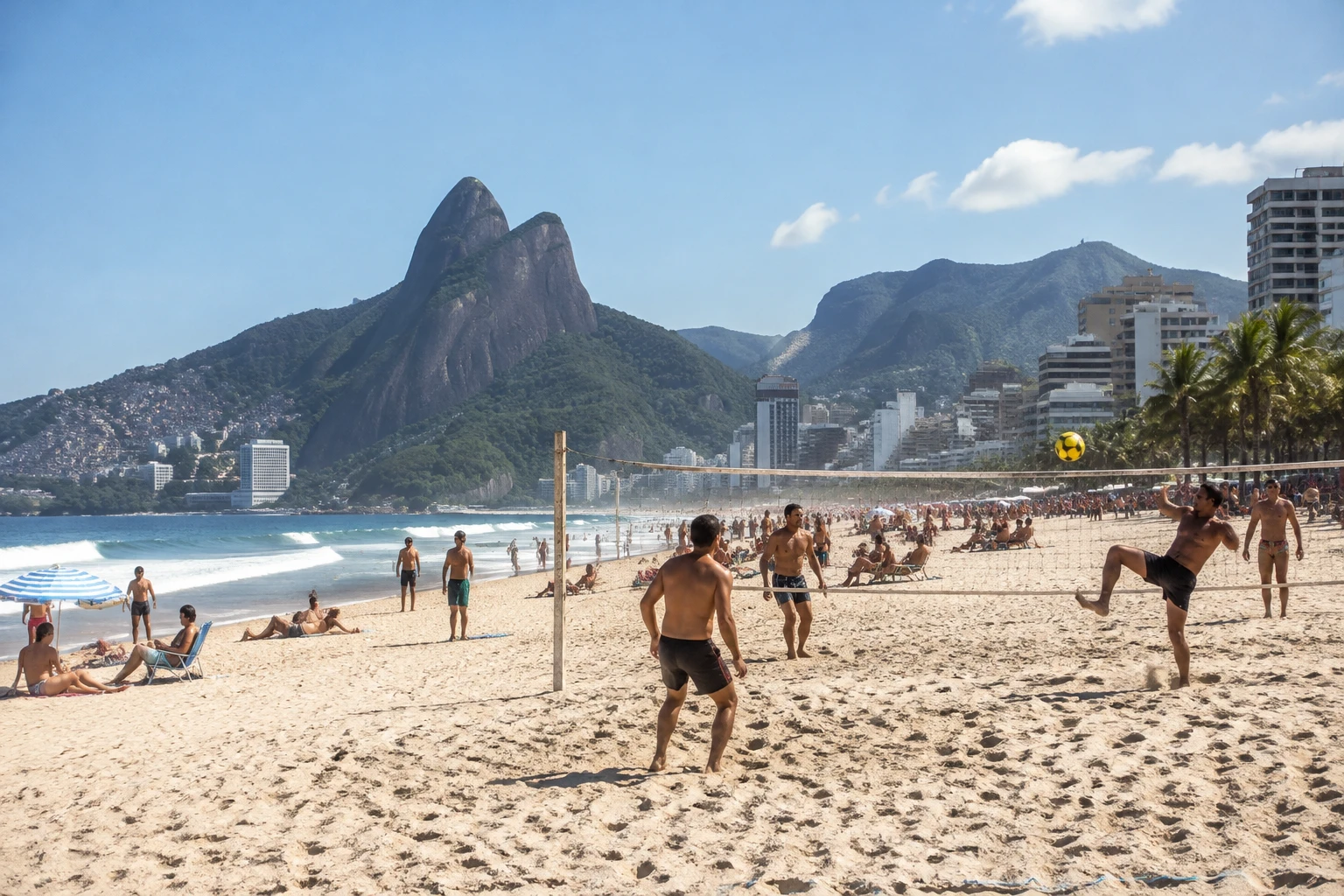 Beach activity near Posto 9 at Ipanema Beach