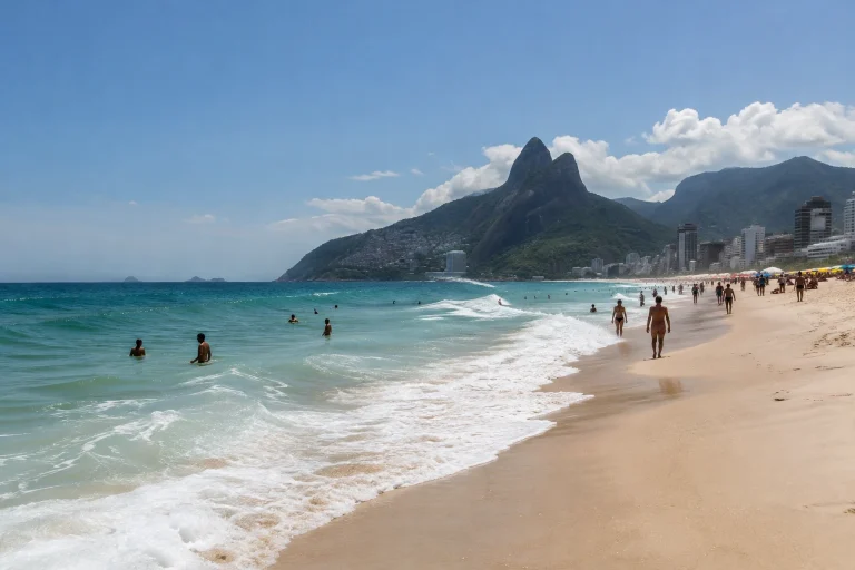 Daylight view of Leblon Beach in Rio de Janeiro