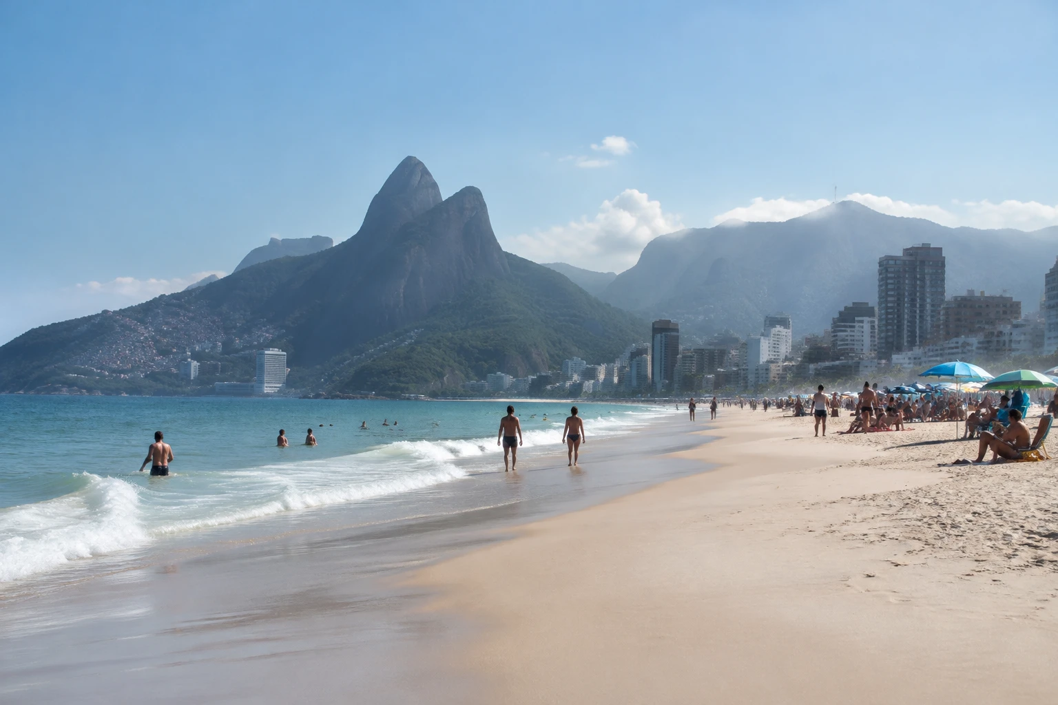 Leblon Beach in daylight in Rio de Janeiro