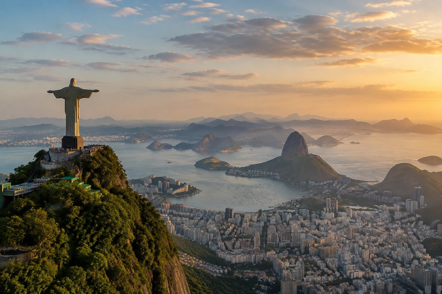 Rio de Janeiro skyline with Corcovado and Sugarloaf Mountain