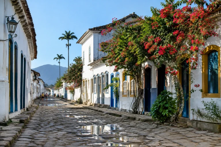 Stone-paved street in Paraty’s Historic Centre