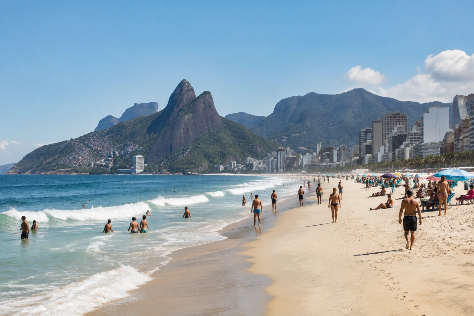 Copacabana Beach and its curved shoreline in Rio de Janeiro