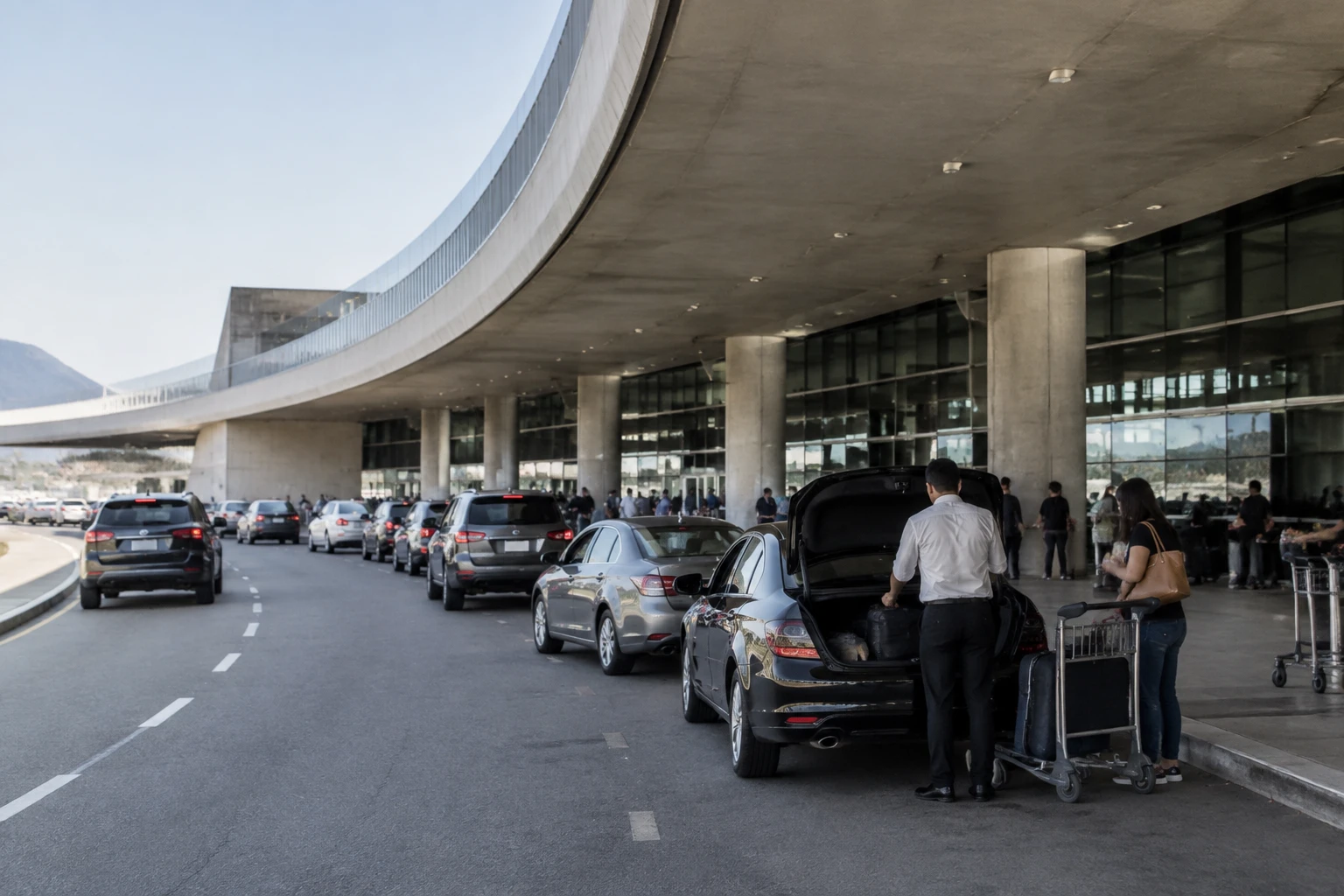 Passenger pickup area at RIOgaleão airport in Rio de Janeiro