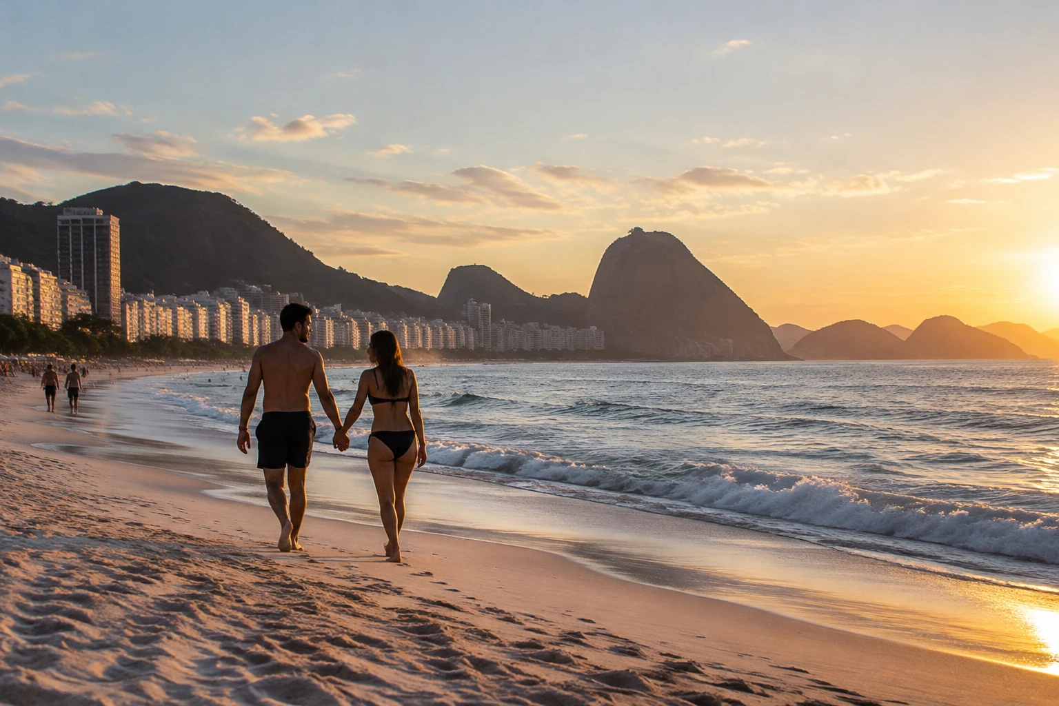 Shoreline at Copacabana Beach in Rio de Janeiro