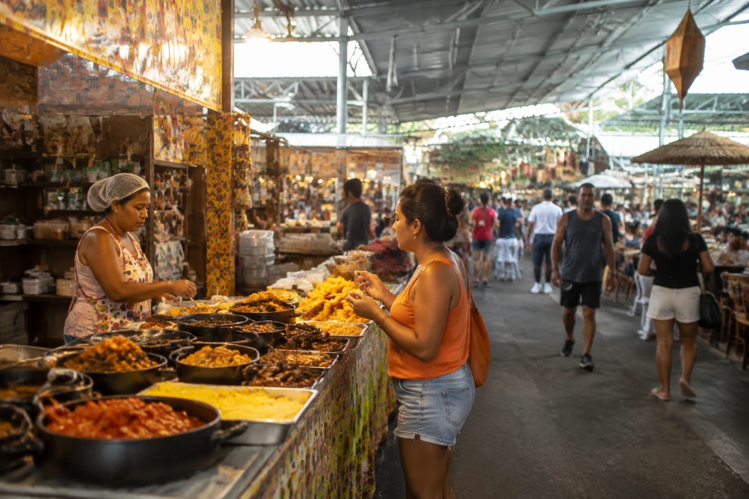 Visitors explore food and culture at Feira de São Cristóvão in Rio de Janeiro.