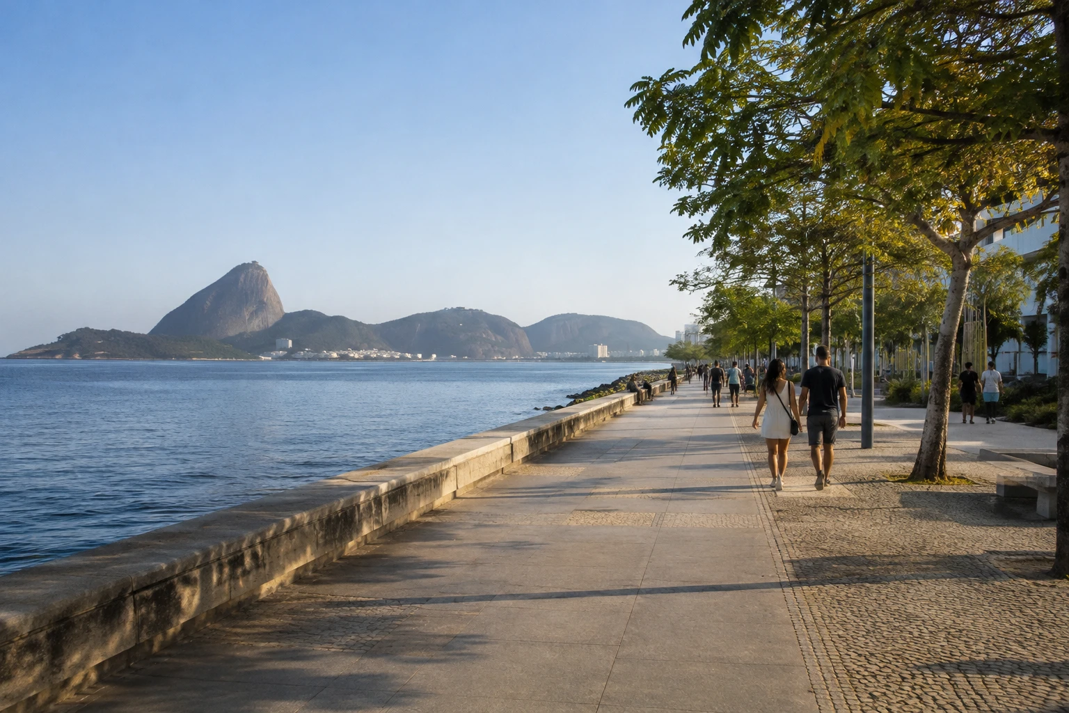 The Orla Conde promenade beside the waterfront in Rio de Janeiro