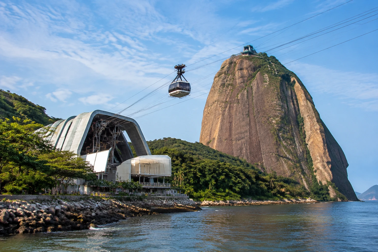 Praia Vermelha base station of the Parque Bondinho cable car in Urca